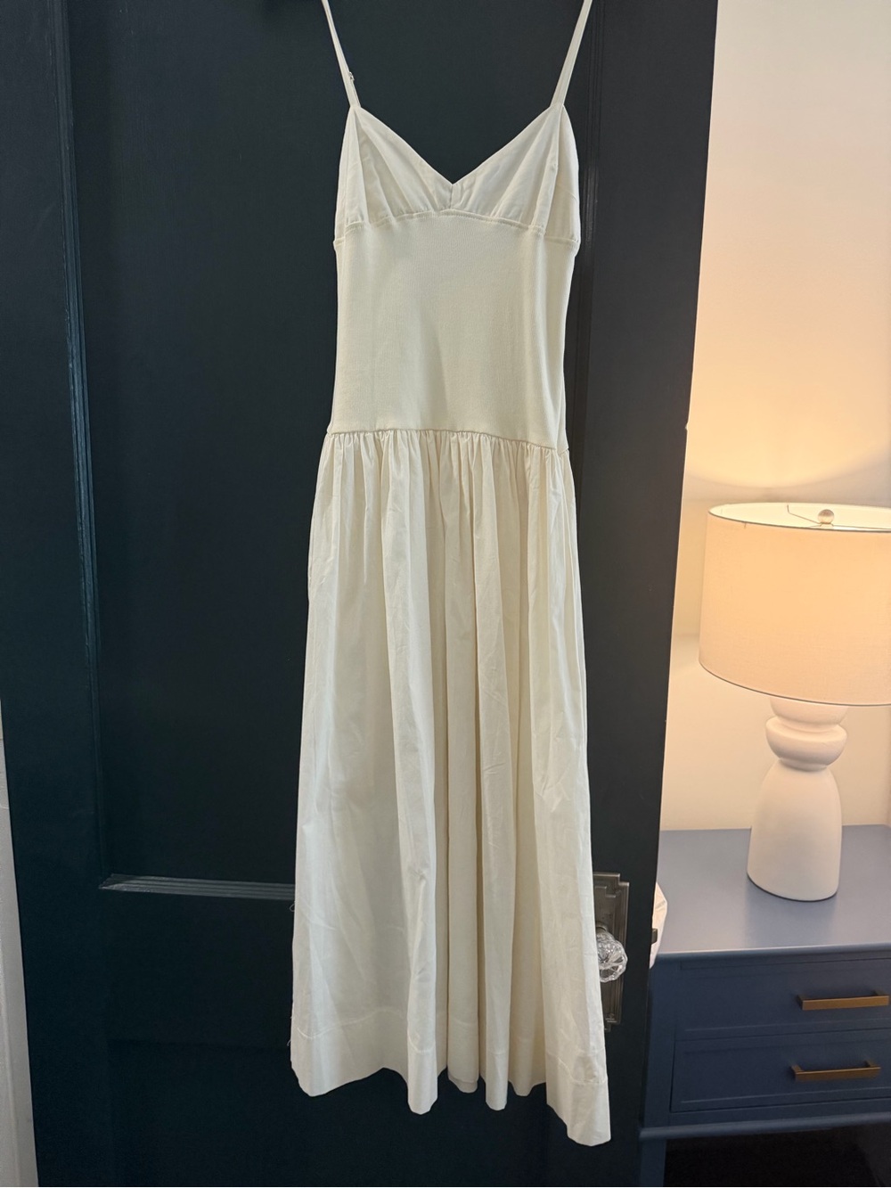 Cream Spaghetti Strap midi Dress drop waist Zara  - NWT